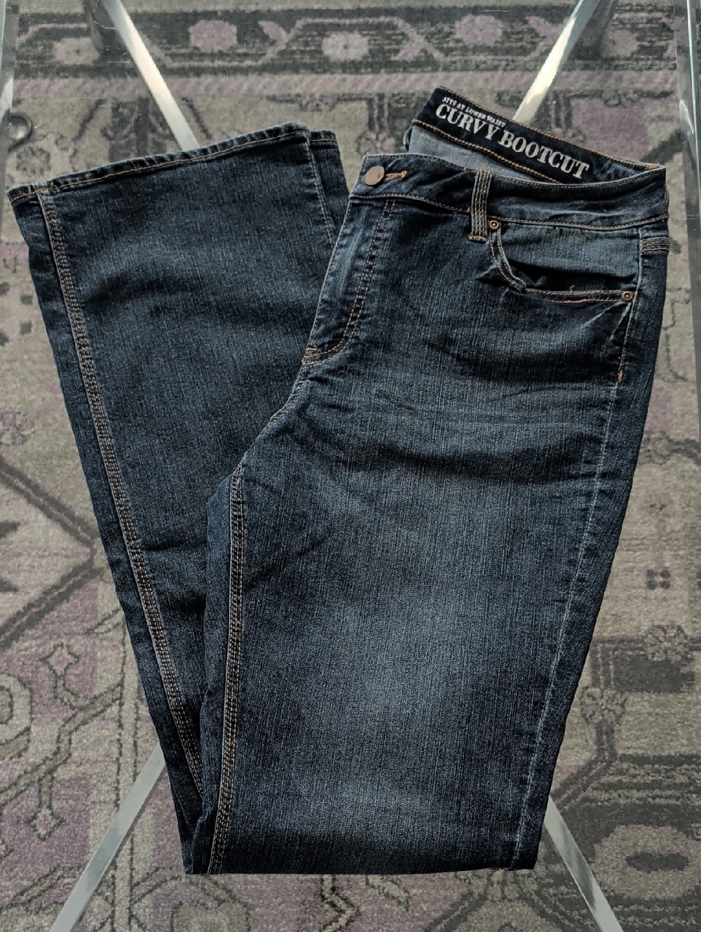 New York & Company Curvy Bootcut Jeans in Dark Indigo | Size 14 Tall